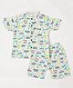 BABY CLOSET Muslin Woven Half Sleeves Its Summer Time Printed Shirt With Coordinating Shorts Set - White