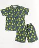 BABY CLOSET Muslin Woven Half Sleeves Dinosaurs Printed Coordinating Shirt & Shorts Set - Charcoal Grey