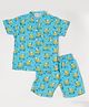 BABY CLOSET Muslin Woven Half Sleeves Excavator Printed Coordinating Shirt & Shorts Set - Turquoise Blue