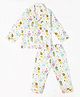 BABY CLOSET Muslin Woven Full Sleeves Stars & Moon Printed Coordinating Shirt & Pajama Night Suit - White