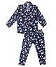 BABY CLOSET Muslin Woven Full Sleeves Unicorns Printed Coordinating Shirt & Pajama Night Suit - Navy Blue