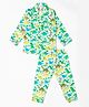 BABY CLOSET Muslin Woven Full Sleeves Dinosaur Printed Coordinating Shirt & Pajama Night Suit - Green
