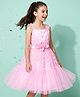 Pine Kids Mesh Woven Sleeveless Party Dress With Sequin Detailing & Floral Applique - Light Pink