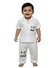 Baby Moo Cotton Knit Half Sleeves Tropical Theme Embroidered Shirt & Pajama Night Suit - White