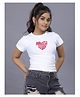TeenTrums Cotton Knit Half  Sleeves Manifest It Baby Text Printed Top - White