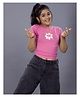 TeenTrums Cotton Knit Half  Sleeves Floral Printed Top - Pink