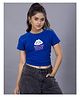 TeenTrums Cotton Knit Half  Sleeves Protect Your Energy Text Printed Top - Blue