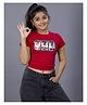 TeenTrums Cotton Knit Half  Sleeves Numeric Printed Top - Red