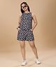 TeenTrums Rayon Woven Sleeveless Floral Printed Coordinating Top & Shorts Set - Black