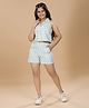 TeenTrums Rayon Woven Sleeveless Geometric Printed Coordinating Shirt & Shorts Set  - Mint
