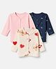 Babyhug 100% Cotton Interlock Knit Jhablas with Full Sleeves and Bear Polka Dots Bow Print Pack of 3 - Pink Cream Navy Blue