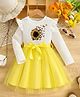 tior Net Woven Full Sleeves Floral & Butterfly Printed Dress - White