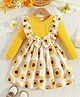 tior Cotton Woven Full Sleeves Sunflower & Butterfly Printed Dress - Mustard