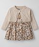 ToffyHouse Cotton Woven Full Sleeves Jungle Theme Printed Frock With Shrug - Multicolor