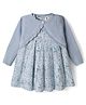 ToffyHouse Cotton Woven Full Sleeves Tropical Theme Printed Frock With Shrug - Blue