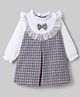 ToffyHouse Cotton Woven Full Sleeves Checked Frock With Bow Applique - Multicolor