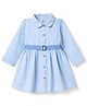 ToffyHouse Cotton Woven Full Sleeves Checked Frock With Belt - Light Blue