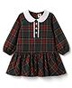 ToffyHouse Cotton Woven Full Sleeves Checked Frock - Charcoal Grey