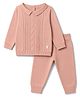 ToffyHouse Knitted Full Sleeves Sweater Set - Baby Pink