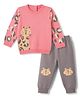 ToffyHouse Cotton Woven Full Sleeves Sweatshirt & Pant Winter Wear Suit With Cat Design - Multicolor