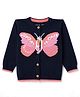 ToffyHouse Knitted Full Sleeves Cardigan With Butterfly Design & Sequin - Navy Blue
