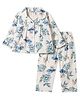 ToffyHouse Knitted Full Sleeves Floral Printed Co-Ords Top & Pyjama Night Suit - Beige