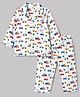 ToffyHouse Knitted Full Sleeves Vehicles Printed Co-Ords Shirt & Pyjama Night Suit - Multicolor