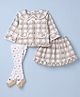 ToffyHouse Cotton Woven Knit Full Sleeves Peter Pan Collared Checks Party Top & Skirt With Stockings - Multicolor