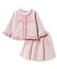 ToffyHouse Cotton Knit Full Sleeves Checks Party Top & Skirt - Light Pink