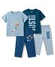 OHMS Single Jersey Knit Half Sleeves Text & Space Theme Printed T-Shirt & Pant Set Pack Of 2 - Light Blue