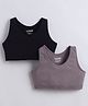 BUMZEE Cotton Knit Pack Of 2 Solid Non Wired Sports Bras - Black & Grey