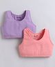 BUMZEE Cotton Knit Pack Of 2 Solid Non Wired Sports Bras - Peach & Lavender