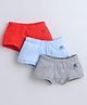 BUMZEE Cotton Knit Pack Of 3 Solid Trunks - Red & Grey