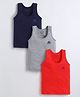 BUMZEE Cotton Knit Pack of 3 Sleeveless Brand Logo Printed Vests - Red & Grey