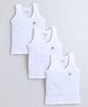 BUMZEE Cotton Knit Pack of 3 Sleeveless Brand Logo Printed Vests - White