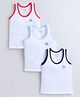 BUMZEE Cotton Knit Pack of 3 Sleeveless Brand Logo Printed Vests - White