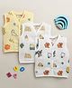 BUMZEE Muslin Woven Pack Of 3 Sleeveless Animals Printed Jhablas - White & Yellow