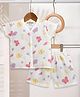 BUMZEE Muslin Woven Half Sleeves Butterfly Printed  Coordinating Jhabla & Shorts Set - White