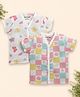 BUMZEE Muslin Woven Pack Of 2 Half Sleeves Butterflies & Floral Printed Jhablas - White & Multi Colour
