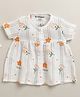 BUMZEE Muslin Woven Half Sleeves Floral Printed Dress - White