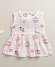 BUMZEE Muslin Woven Sleeveless ice Cream Printed Dress - White