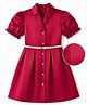 Hola Bonita Satin Woven Half Sleeves Blazer Collar Party Wear Dress with Belt - Maroon