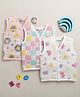 BUMZEE Muslin Woven Pack Of 3 Sleeveless Floral & Butterflies  Printed Jhablas - White & Pink