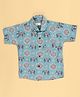 FILORI Cotton Woven Half Sleeves Elephant Printed Shirt -  Sky Blue