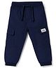 Babyhug Woven Full Length  Pants With Cargo Pockets - Navy Blue