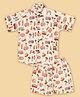 FILORI Cotton Woven Half Sleeves Elephant Printed Coordinating Shirt & Shorts Set  - Cream & Coral