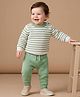 Babyoye Knit Full Sleeves Baby Sweater Set with Stripes - Mint