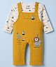 CUCUMBER Terry Knit Full Sleeves Nautical Printed T-Shirt With Applique Dungaree - Tan