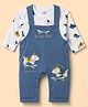 CUCUMBER Terry Knit Full Sleeves Puppy Printed T-Shirt With Applique Dungaree -Blue