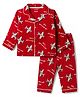 CUCUMBER Cotton Knit Full Sleeves Co-Ords Shirt & Pyjama Night Suit With Aeroplane Print - Red